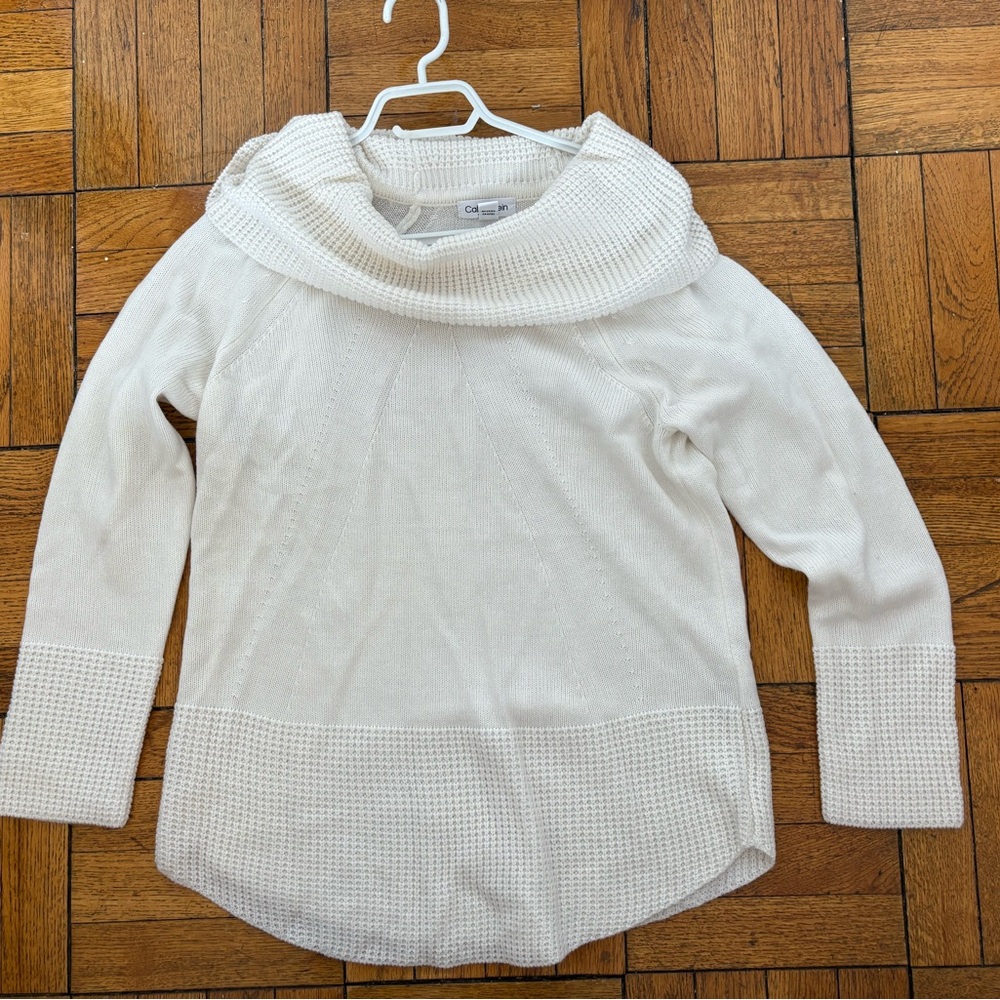 Calvin Klein Cozy White Cowl Neck Women's Sweater